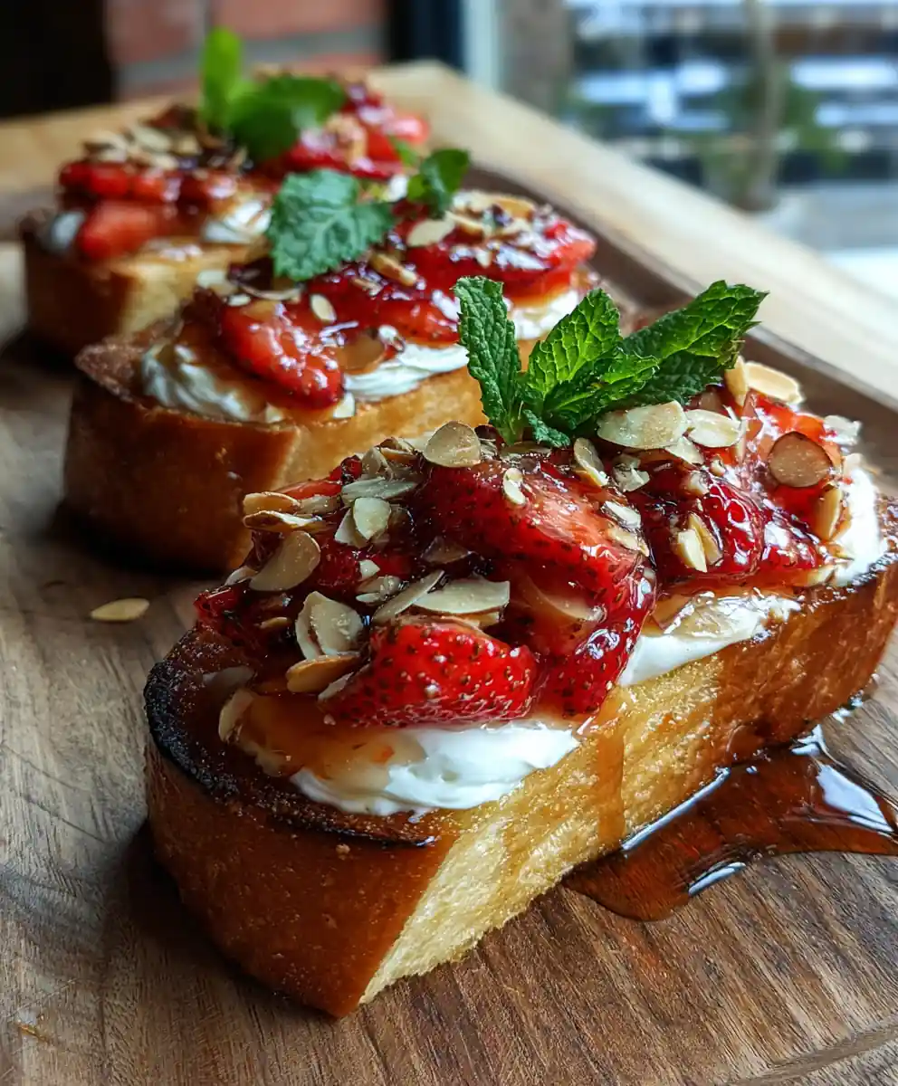 Strawberry Bruschetta With Vanilla Honey Mascarpone Swirl