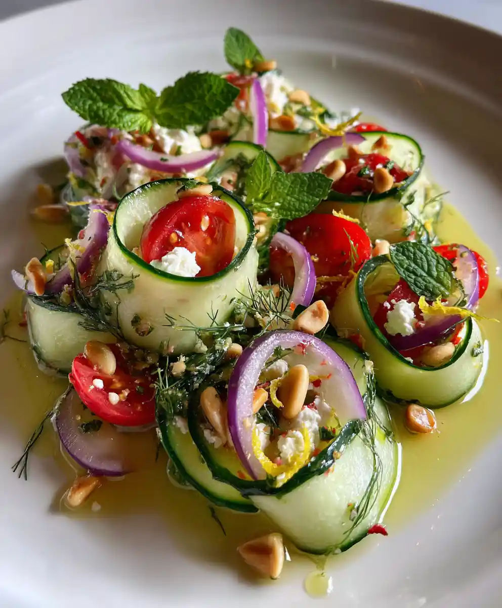Cucumber Feta Salad With Lemon Greek Vinaigrette