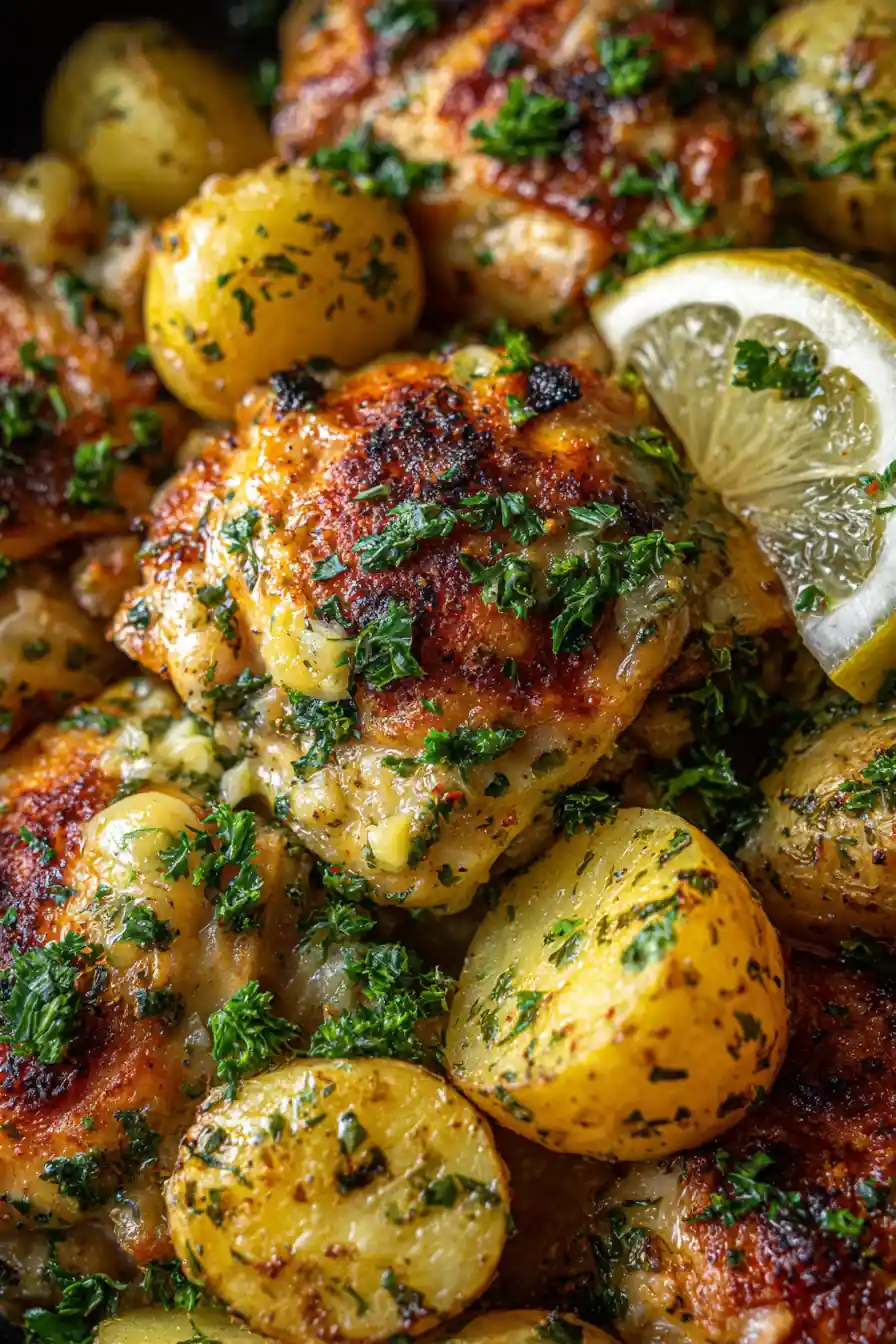 Easy Garlic Parmesan Crockpot Chicken & Potatoes