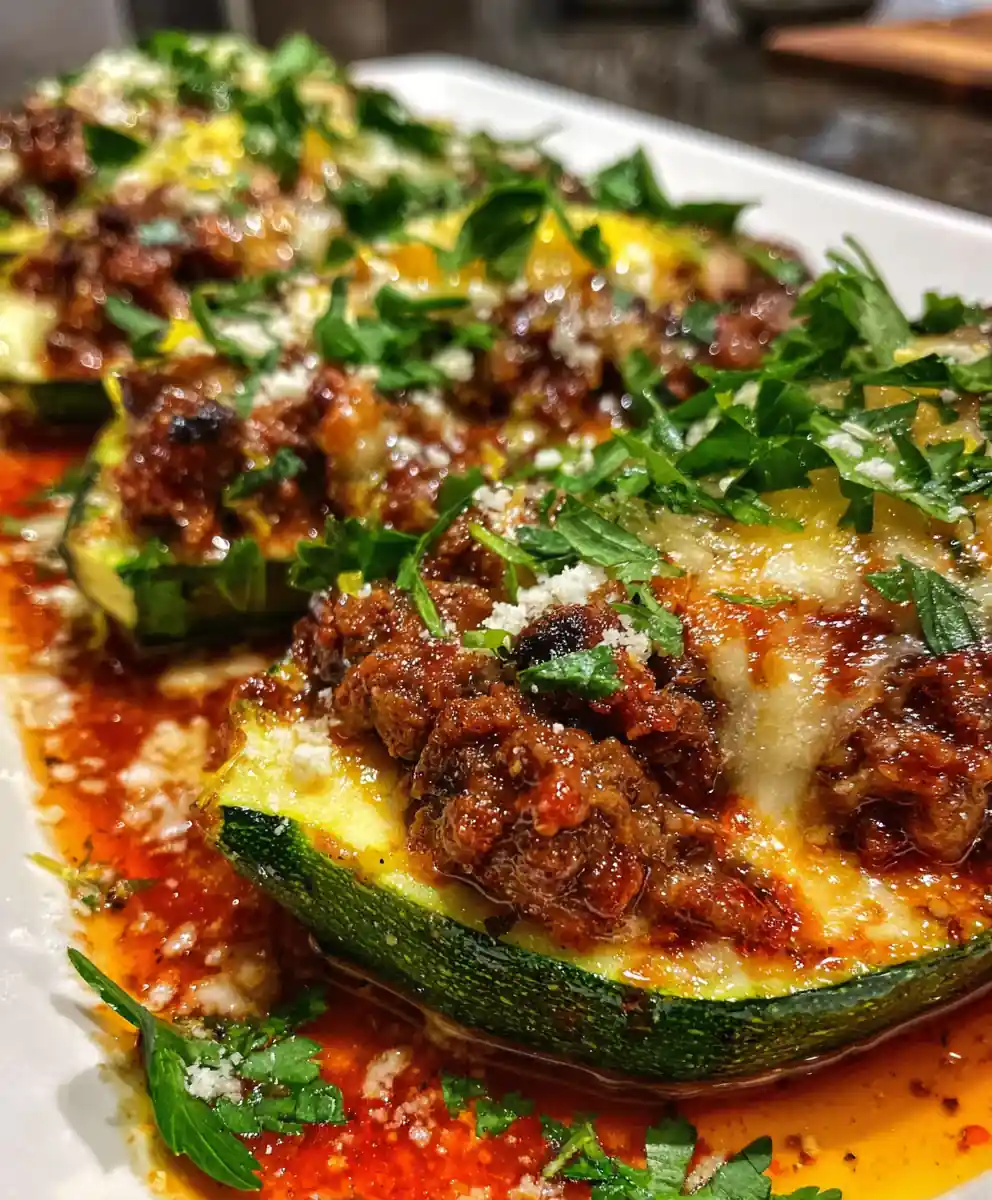 Easy Ground Beef Zucchini Boats