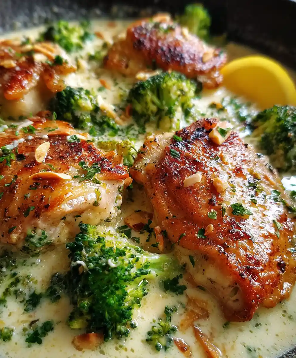 Low Carb Creamy Garlic Chicken & Broccoli
