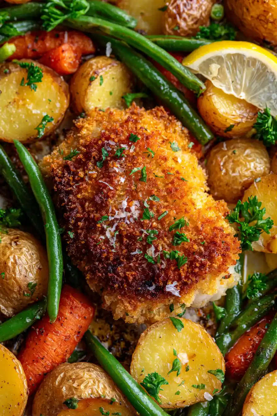 Marry Me Parmesan Crusted Chicken Sheet Pan Dinner