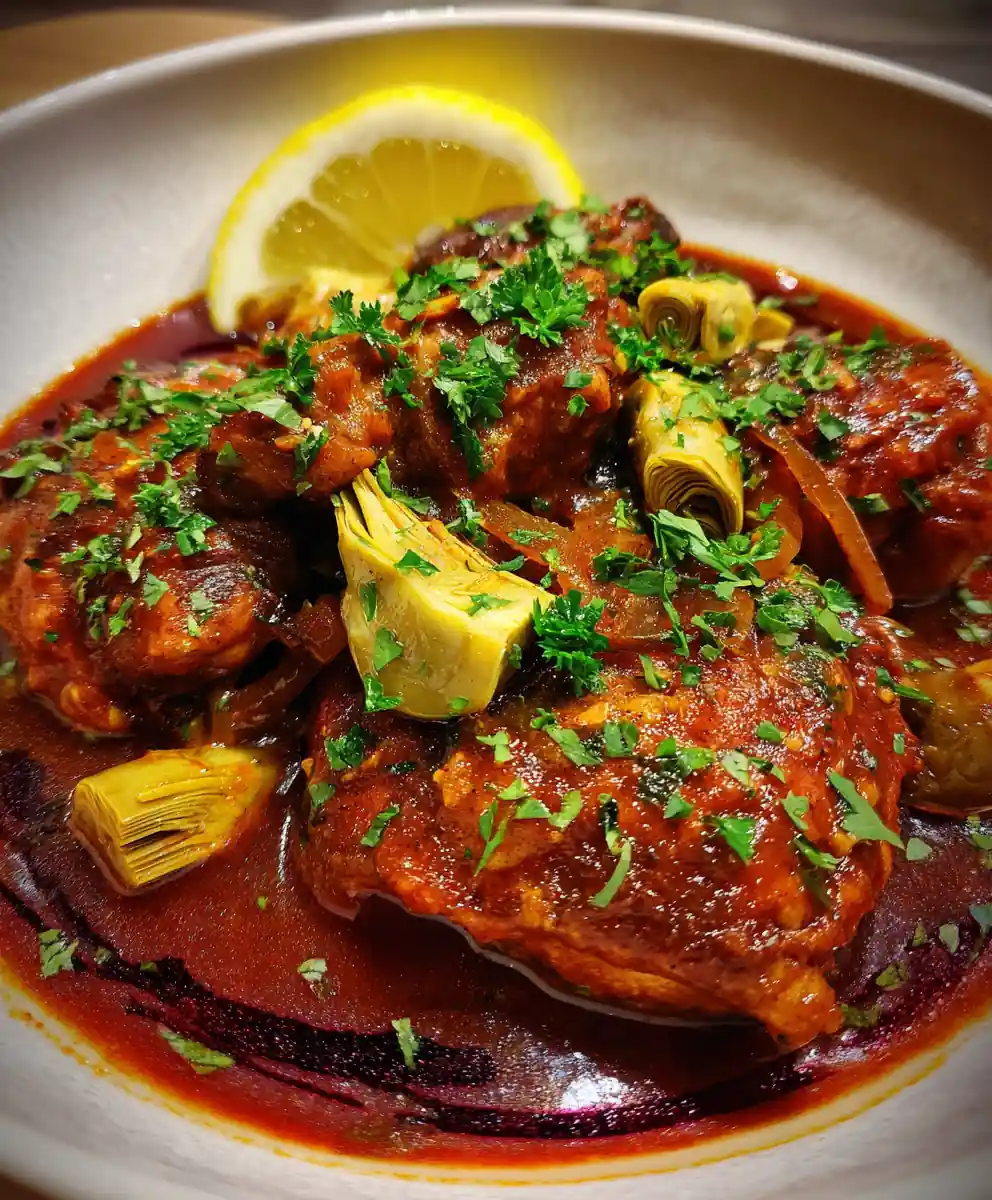 Savory Chicken Stifado With Artichokes