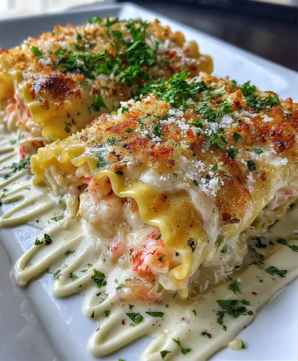 Shrimp & Crab Alfredo Lasagna Roll Ups