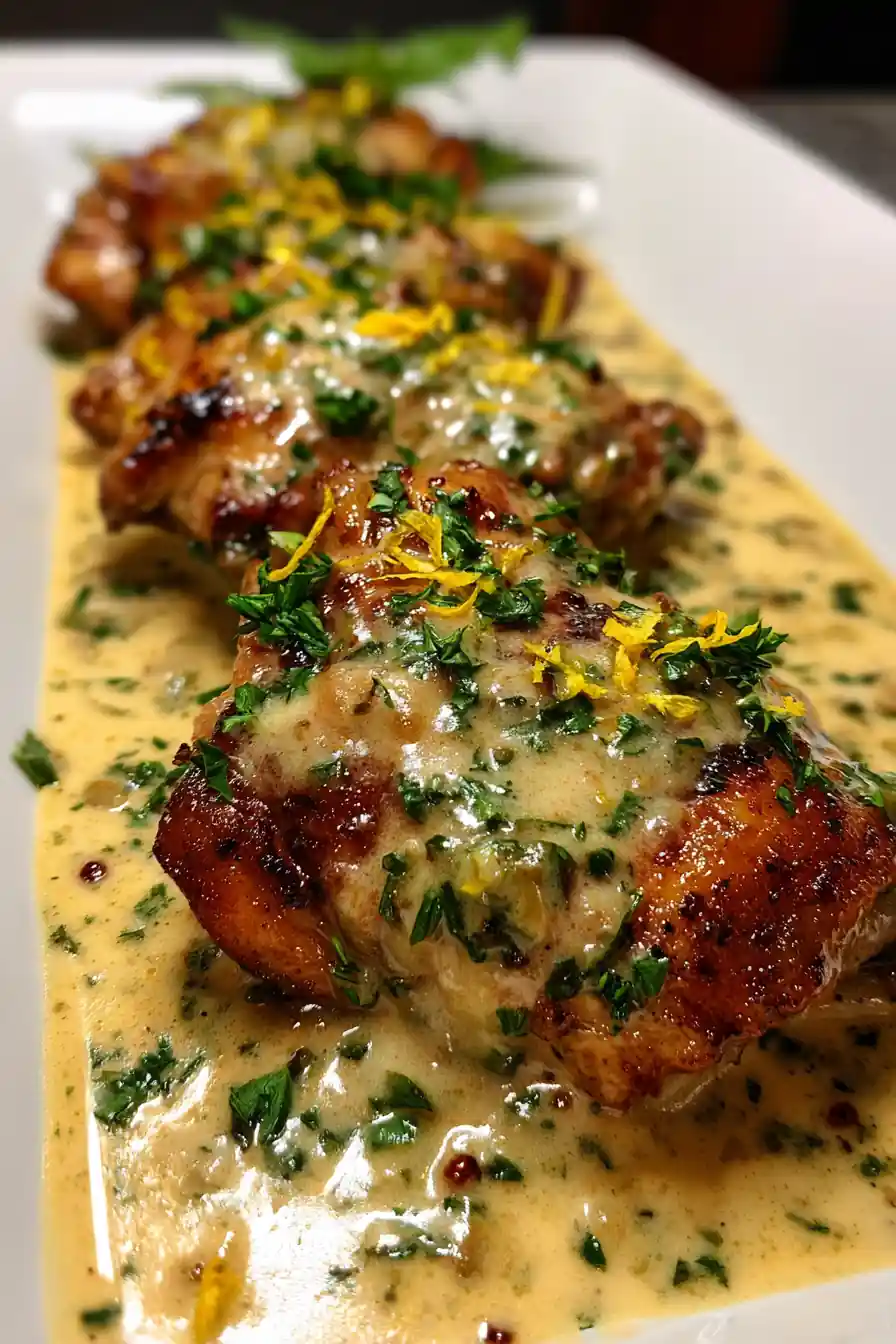 Skillet Chicken Thighs In Dreamy Garlic Cream