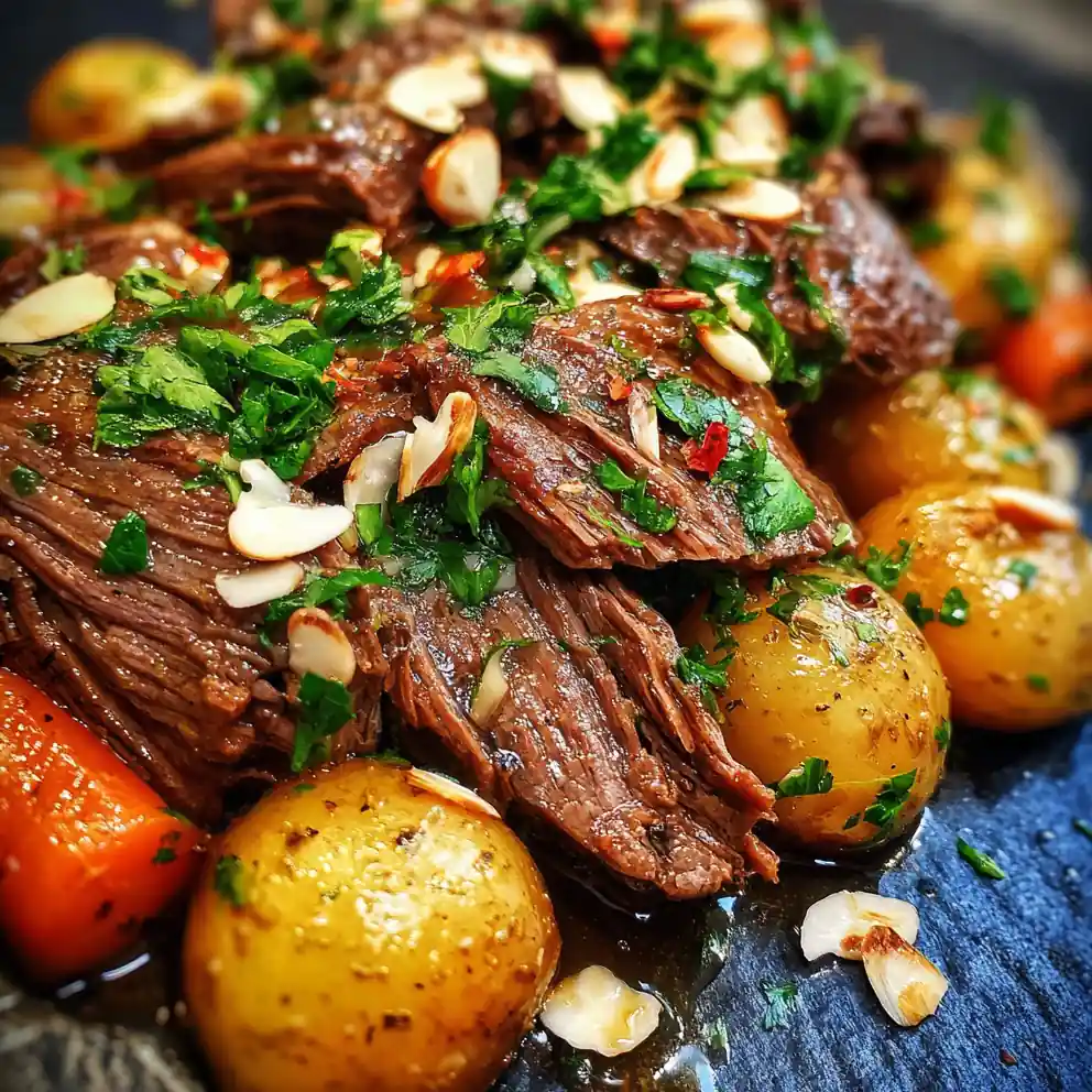 Slow Cooker Garlic Butter Beef With Potatoes