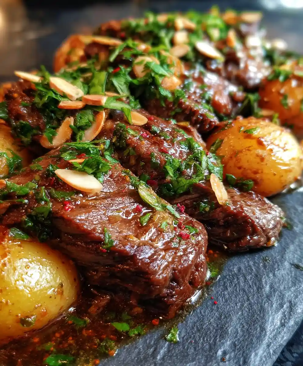 Slow Cooker Garlic Butter Beef With Potatoes