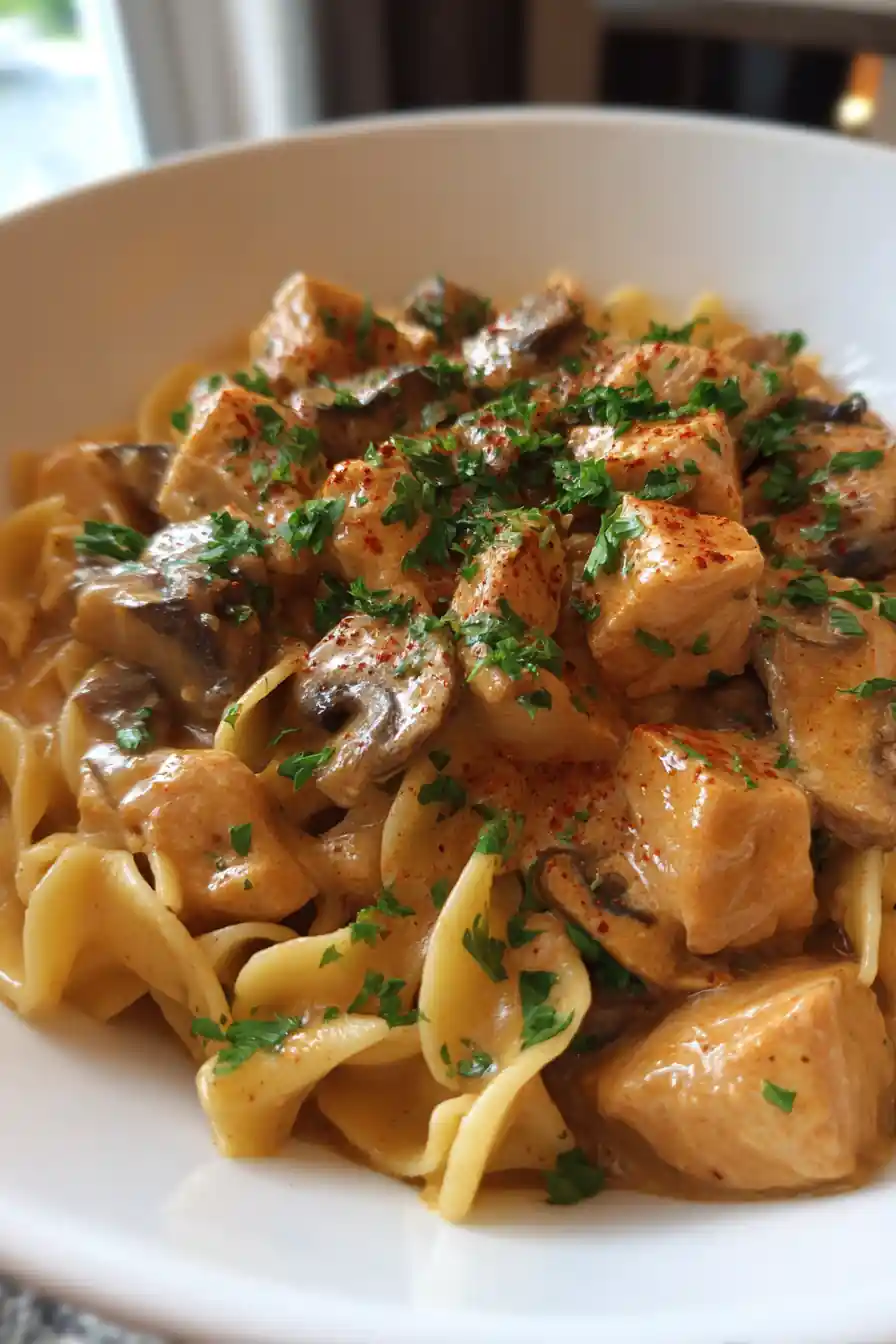 Slow Cooker Chicken And Mushroom Stroganoff