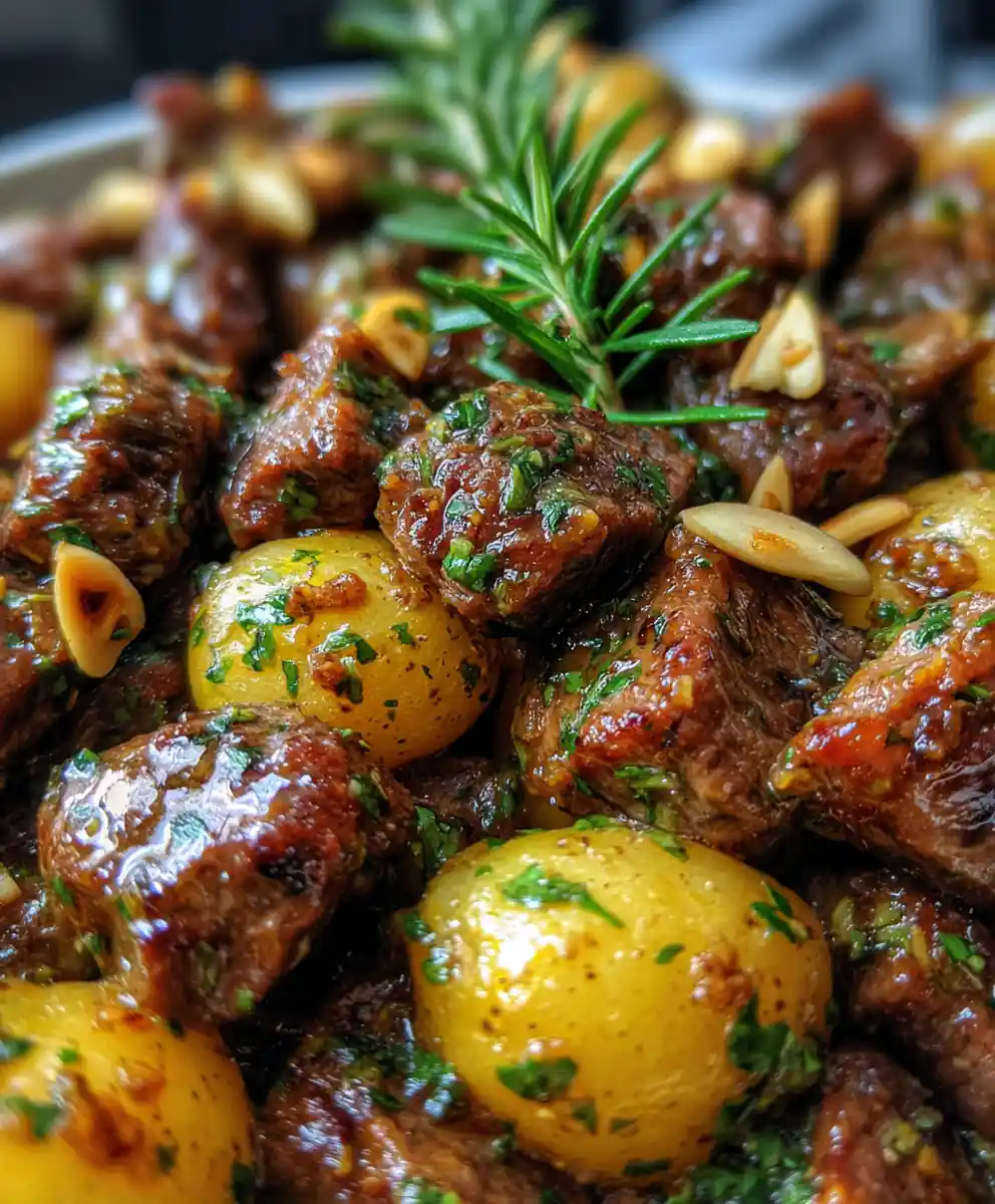 Slow Cooker Garlic Butter Beef Bites & Potatoes