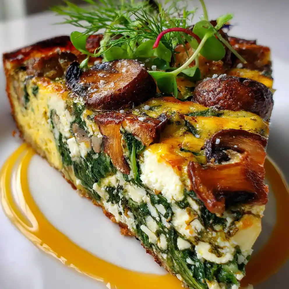 Spinach Mushroom And Feta Crustless Quiche