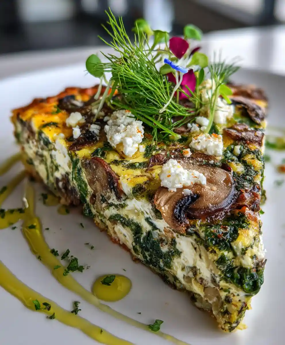 Spinach Mushroom And Feta Crustless Quiche