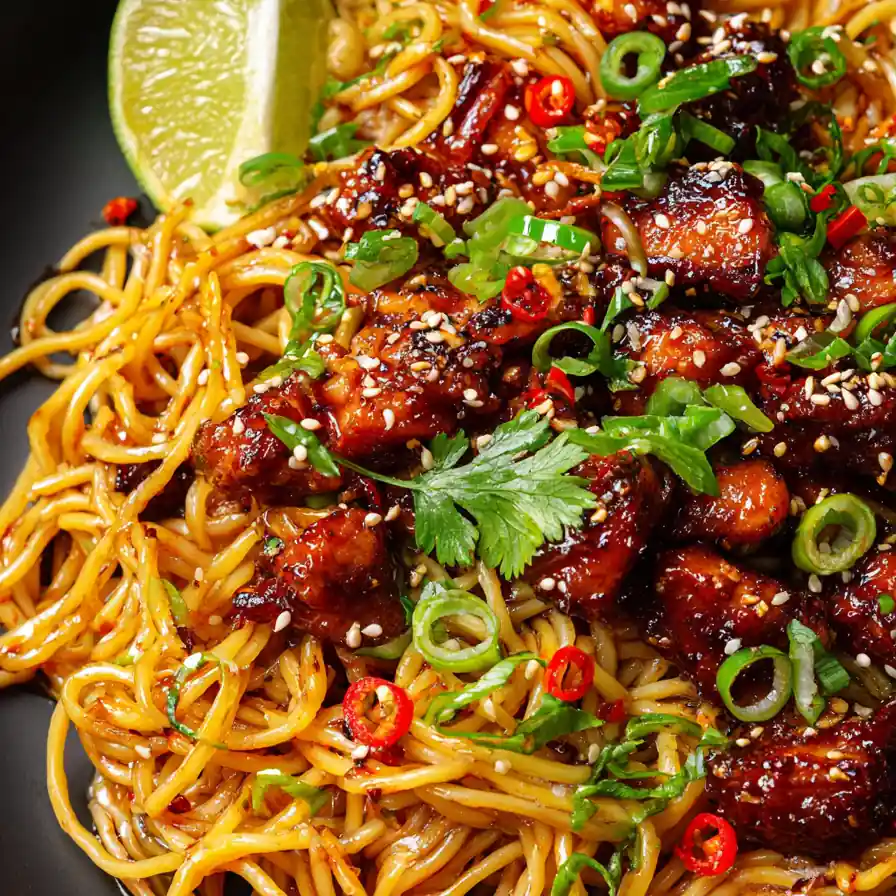 Sticky Garlic Chicken Noodles