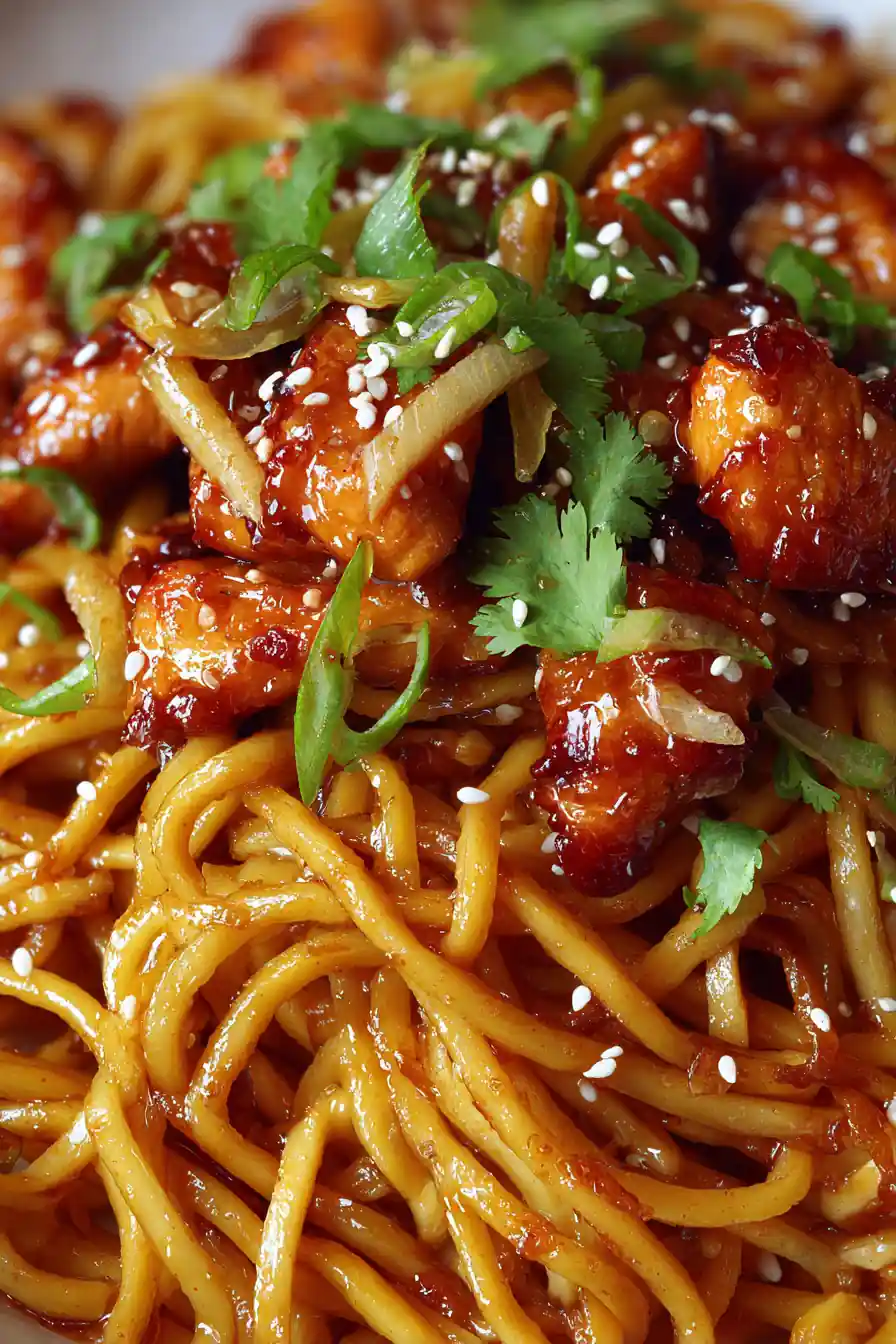 Sticky Garlic Chicken Noodles – Sweet Savory & So Flavorful