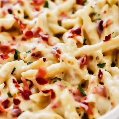 Creamy Chicken Turkey Bacon Ranch Baked Penne