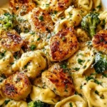 Creamy Garlic Parmesan Chicken and Tortellini with Broccoli