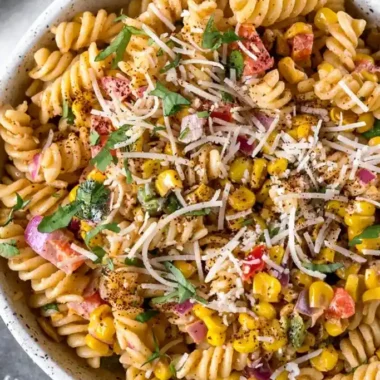 Creamy Mexican Street Corn Inspired Pasta Salad