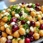 Zesty Feta and Cranberry Chickpea Salad with Lemon Vinaigrette