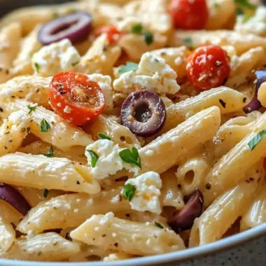 Quick Mediterranean Pasta with Feta and Olives