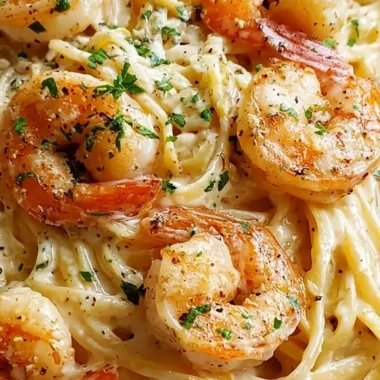 High Protein Creamy Garlic Shrimp Pasta