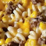Creamy Cheddar Ranch Beef and Corn Rotini Bake