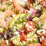 Mediterranean Shrimp and Pasta Salad with Lemon Garlic Dressing