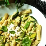 Creamy Zucchini and Ricotta Pasta with Basil Pesto