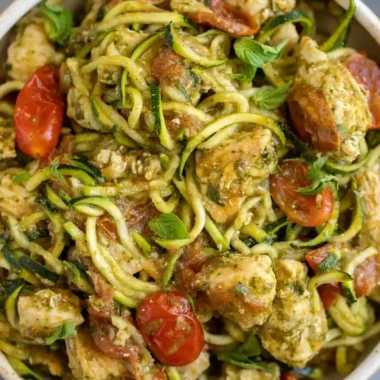 Pesto Chicken Zucchini Noodles