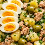 Salade de pommes de terre au thon et aux œufs frais