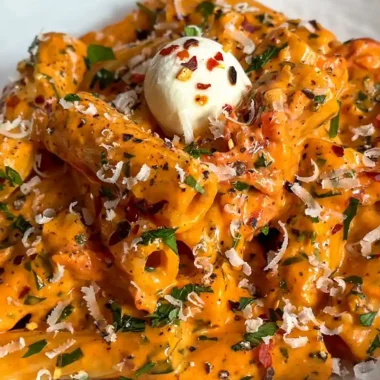 Quick and Creamy Garlic Tomato Rigatoni