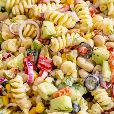 Creamy Vegetable Pasta Salad with Yogurt Dressing
