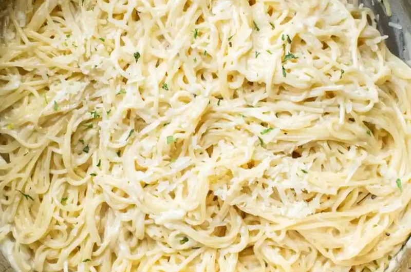 Creamy Parmesan Garlic Angel Hair Pasta