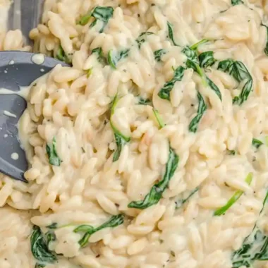 Creamy Boursin Orzo with Spinach