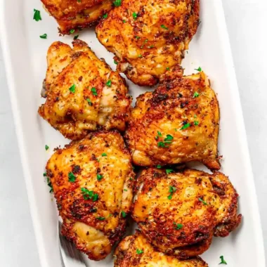 Crispy Air Fryer Garlic Herb Chicken Thighs