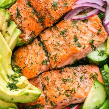 Fresh Avocado and Pan-Seared Salmon Salad