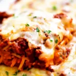 Creamy Baked Beef Spaghetti Casserole