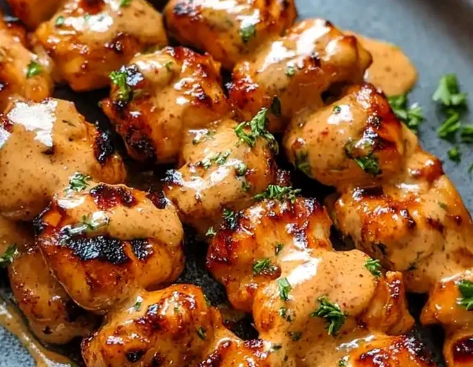 Spicy Creamy Grilled Chicken Skewers