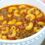 Hearty Ground Beef and Tomato Macaroni Soup
