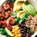 Blackened Shrimp Avocado Burrito Bowls