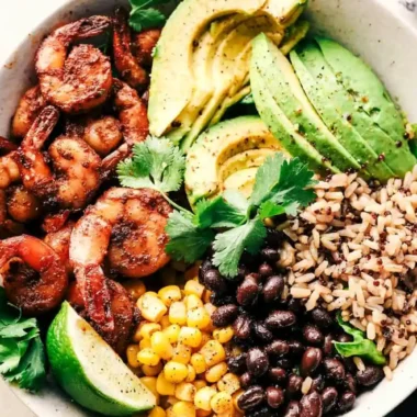 Blackened Shrimp Avocado Burrito Bowls