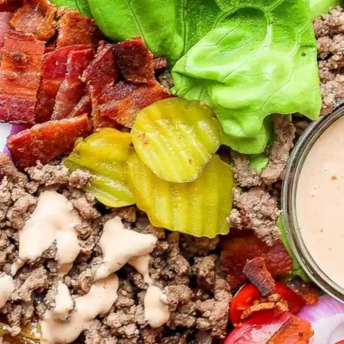 Low-Carb Beef Burger Bowls with Homemade Special Sauce
