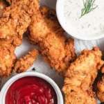 Crispy Buttermilk Fried Chicken Tenders with Zesty Homemade Ranch