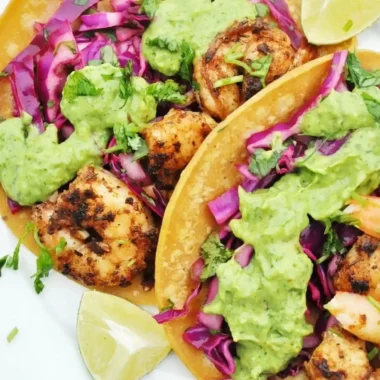 Spicy Cajun Shrimp Tacos with Creamy Avocado Topping