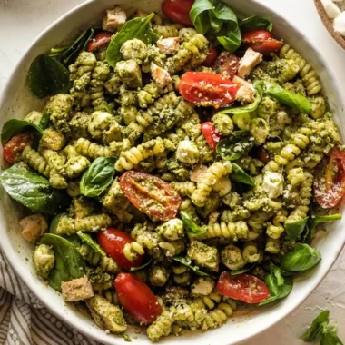 Savory Chicken Pesto Pasta Salad