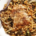 One-Pan Chicken Thighs with Israeli Couscous and Kale