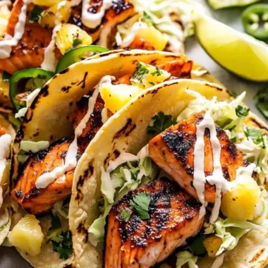 Chipotle Honey Salmon Tacos with Pineapple Salsa
