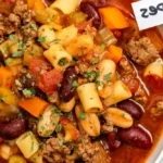 Hearty Beef, Pasta, and Bean Soup