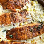 Creamy Corn Orzo with Seared Salmon