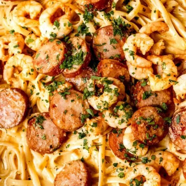 Creamy Cajun Shrimp and Beef Sausage Pasta