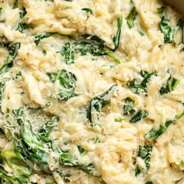 Creamy Garlic Spinach Orzo