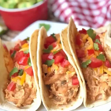 Creamy Salsa Shredded Chicken Tacos